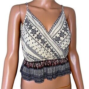Angie wrap front spaghetti strap babydoll BoHo top blouse SZ M